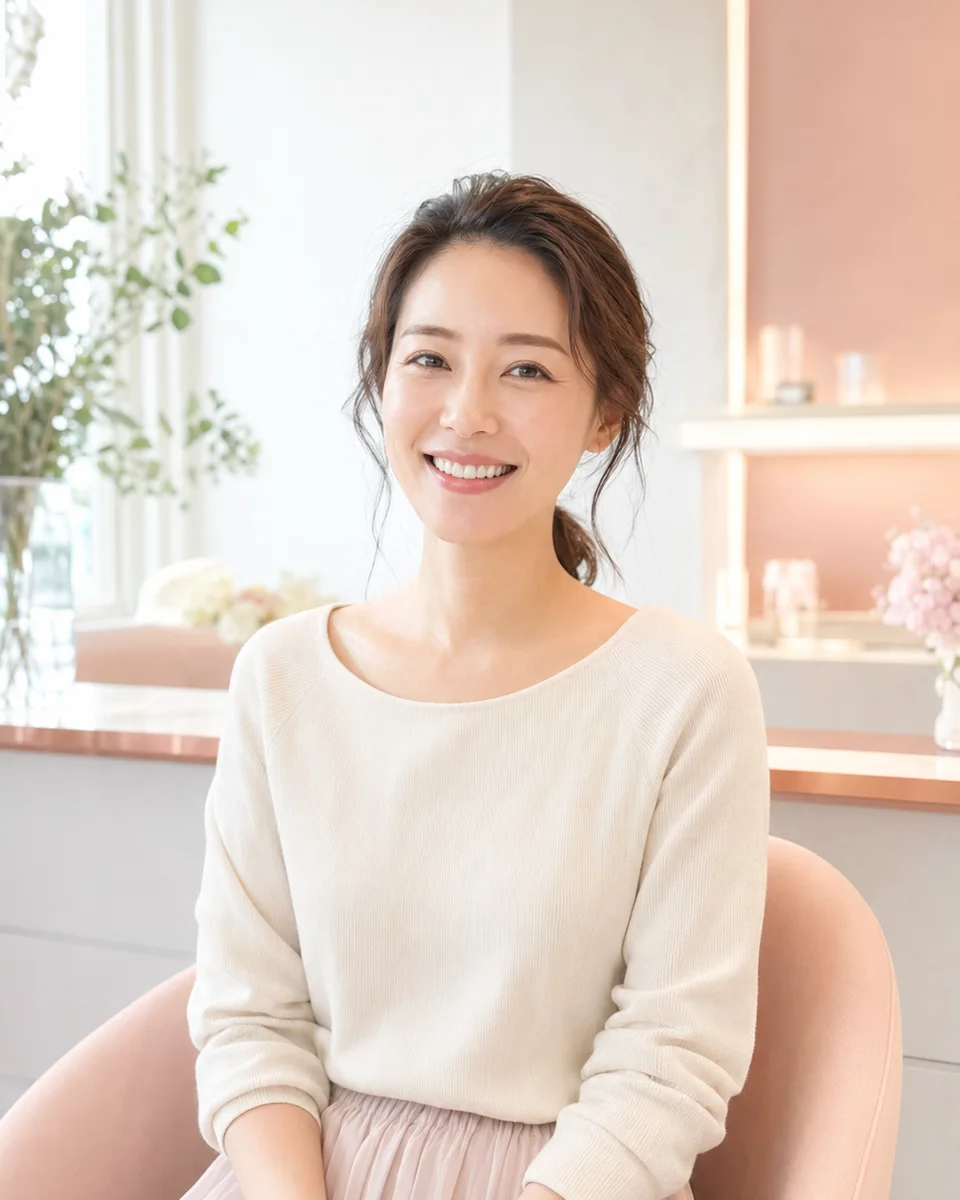 自然な笑顔でカウンセリングを受ける女性
